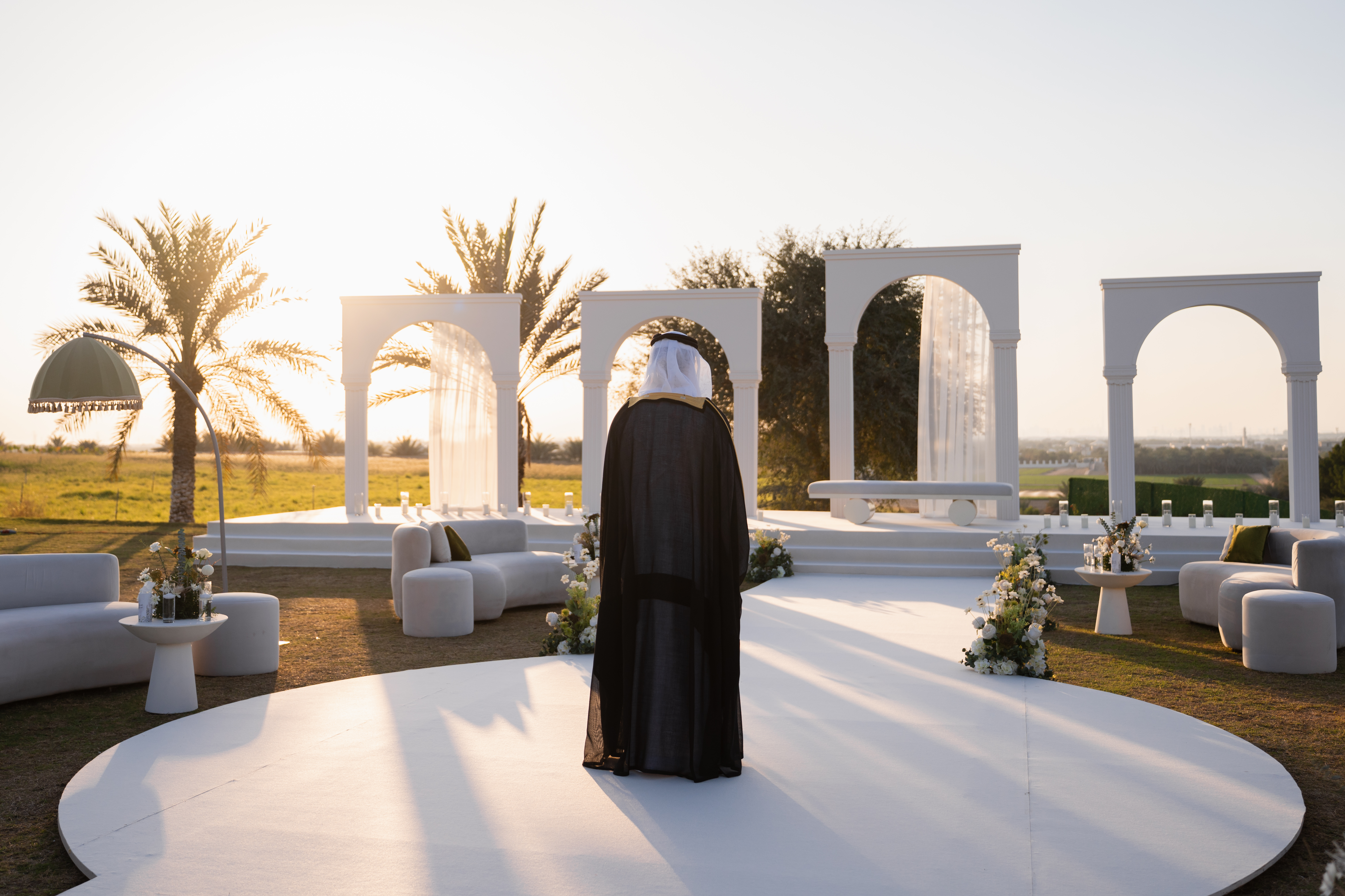 Wedding backdrop installation